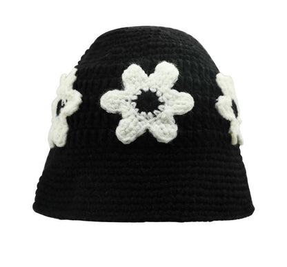 Floral Yarn Knit Bucket Hat SpreePicky