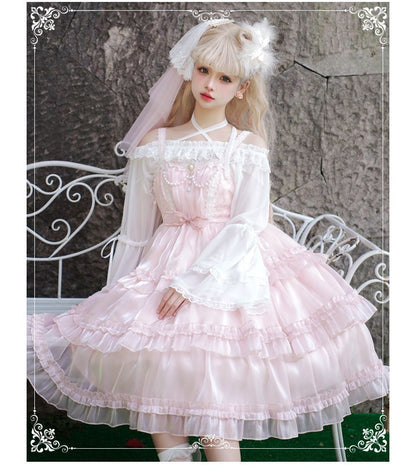 Spaghetti Strap Bow Two Tone Lolita A-Line Dress mySite