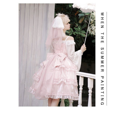 Spaghetti Strap Bow Two Tone Lolita A-Line Dress mySite