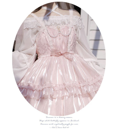 Spaghetti Strap Bow Two Tone Lolita A-Line Dress mySite