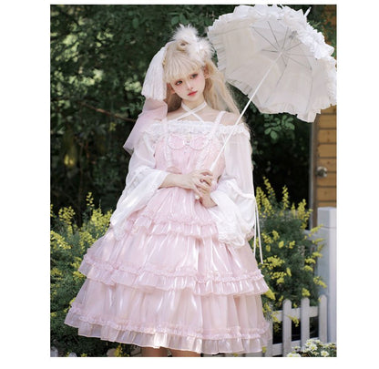 Spaghetti Strap Bow Two Tone Lolita A-Line Dress mySite