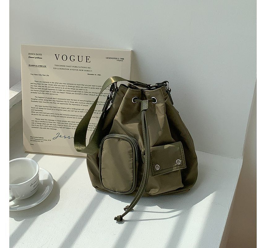 Drawstring Nylon Bucket Bag SpreePicky