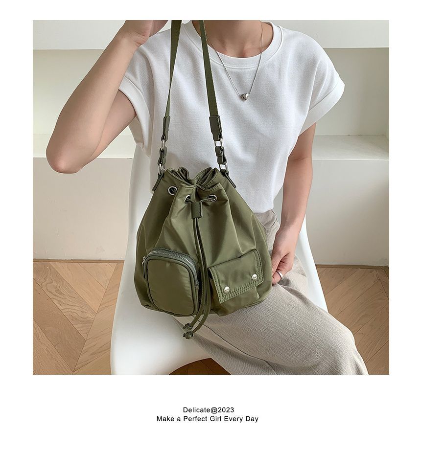 Drawstring Nylon Bucket Bag SpreePicky