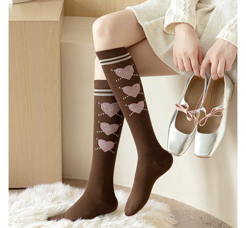 Heart Print Tall Socks SpreePicky