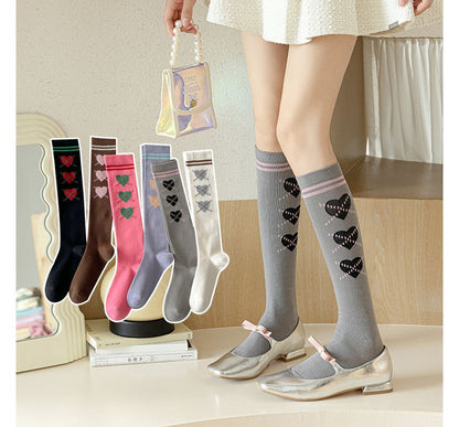 Heart Print Tall Socks SpreePicky