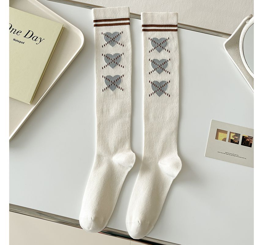 Heart Print Tall Socks SpreePicky