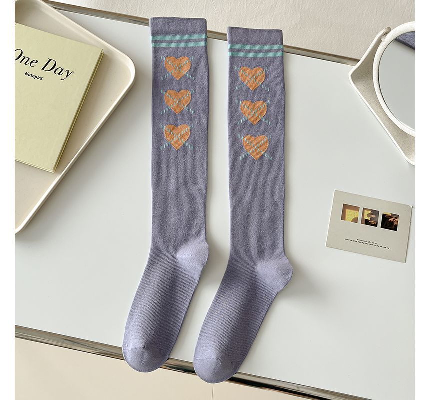 Heart Print Tall Socks SpreePicky