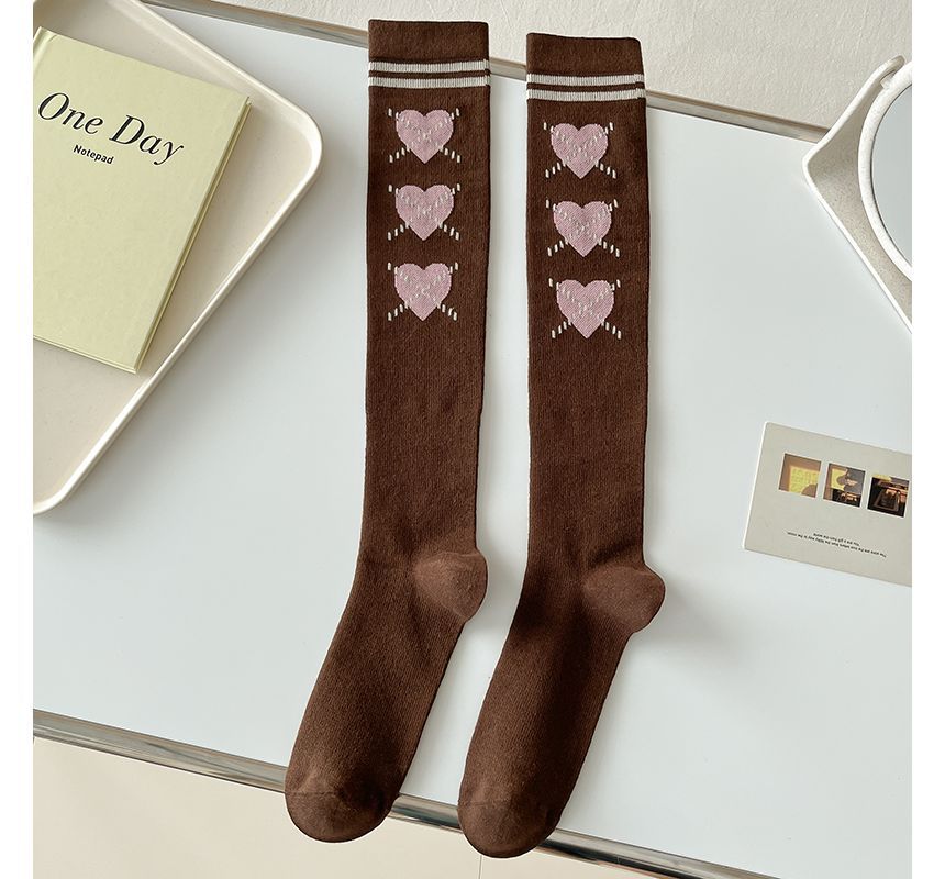 Heart Print Tall Socks SpreePicky