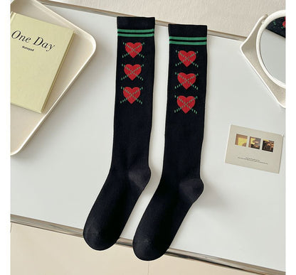 Heart Print Tall Socks SpreePicky