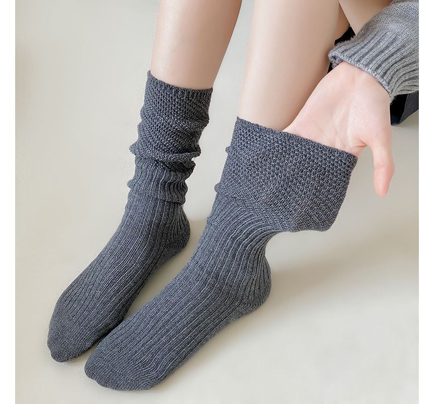 Plain Ribbed Knit Socks SpreePicky