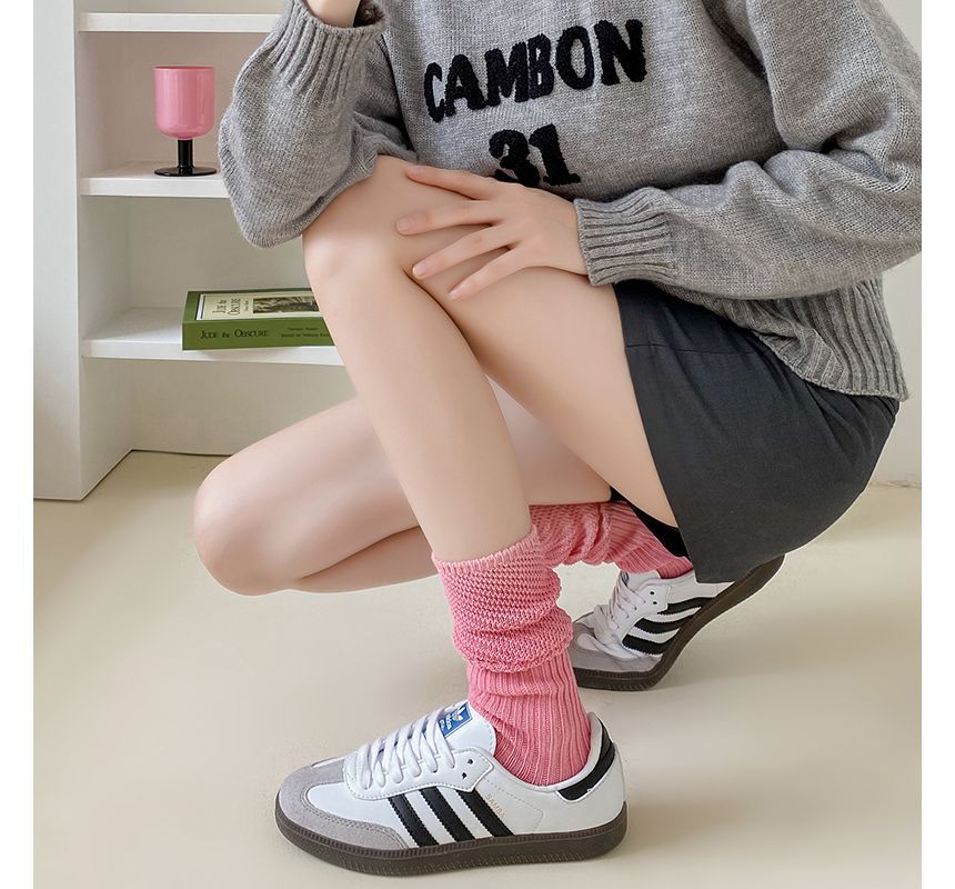 Plain Ribbed Knit Socks SpreePicky