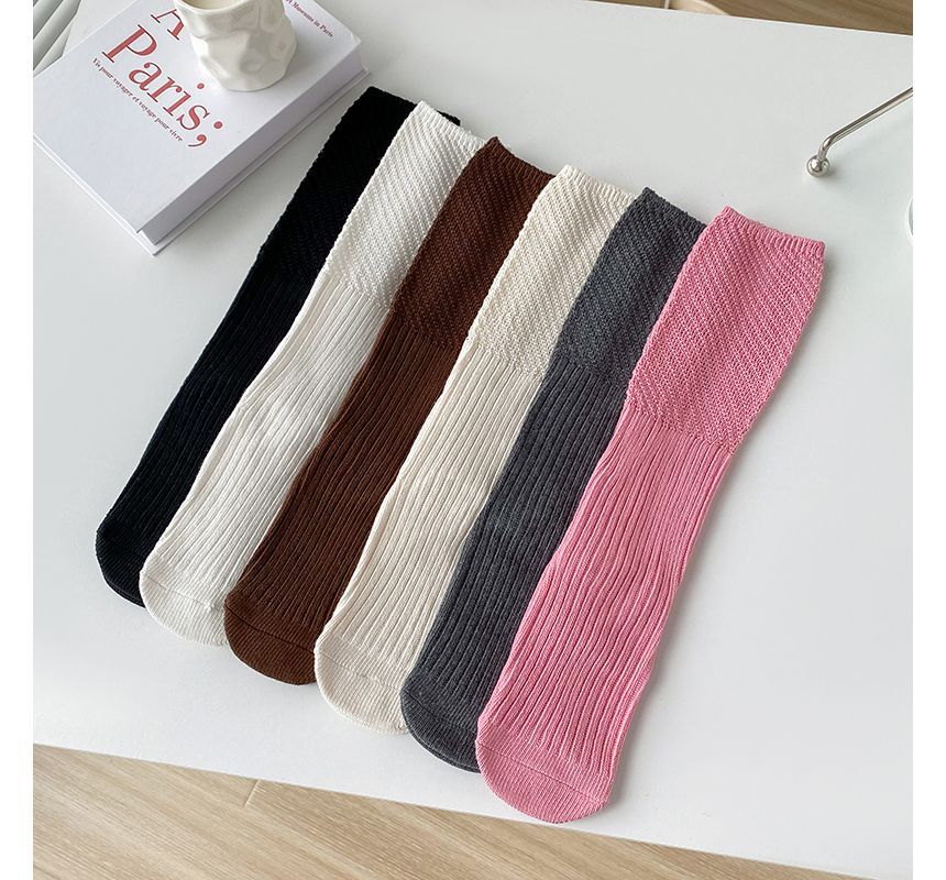 Plain Ribbed Knit Socks SpreePicky