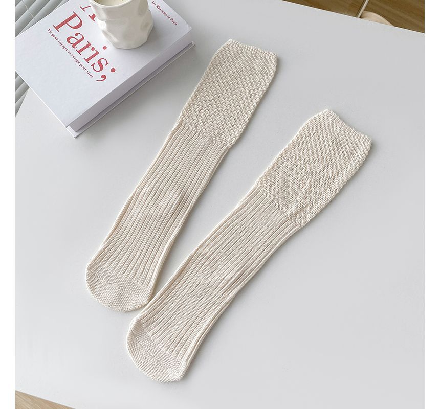 Plain Ribbed Knit Socks SpreePicky