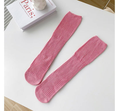 Plain Ribbed Knit Socks SpreePicky