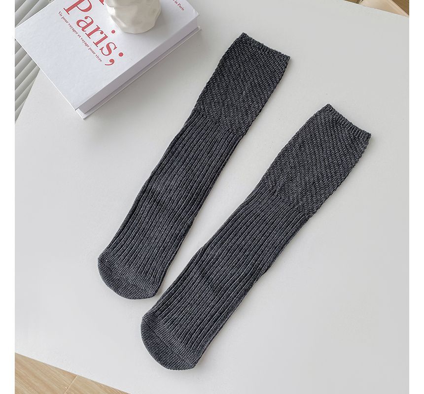 Plain Ribbed Knit Socks SpreePicky