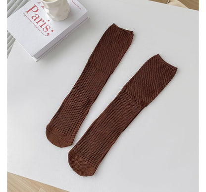 Plain Ribbed Knit Socks SpreePicky