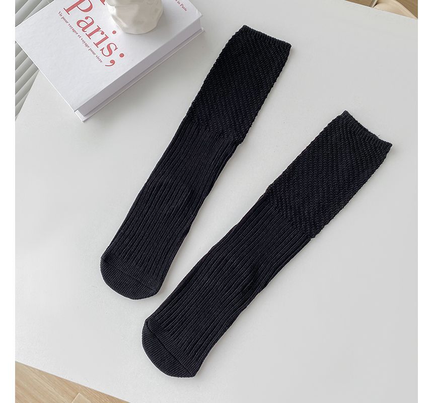 Plain Ribbed Knit Socks SpreePicky