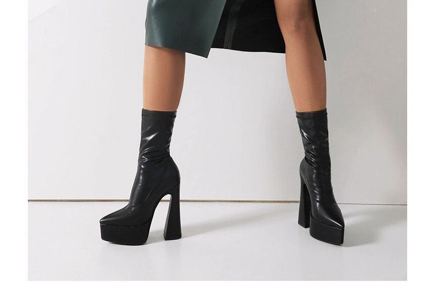 Pointed Toe Platform High Heel Short Boots SpreePicky