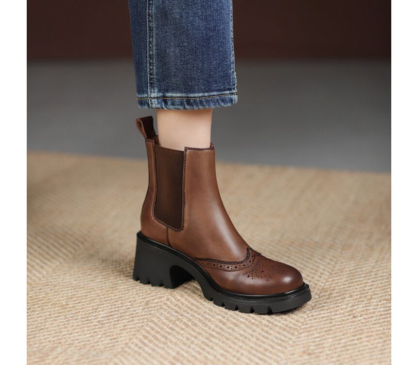 Platform Wingtip Block Heel Chelsea Boots SpreePicky