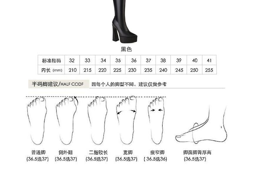 Pointed Toe Platform Panel High Heel Knee High Boots SpreePicky