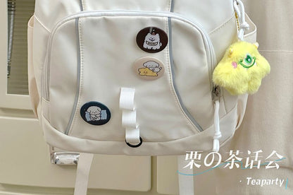 Cat Embroidered Multi-Pocket Backpack / Bag Charm / Set SpreePicky