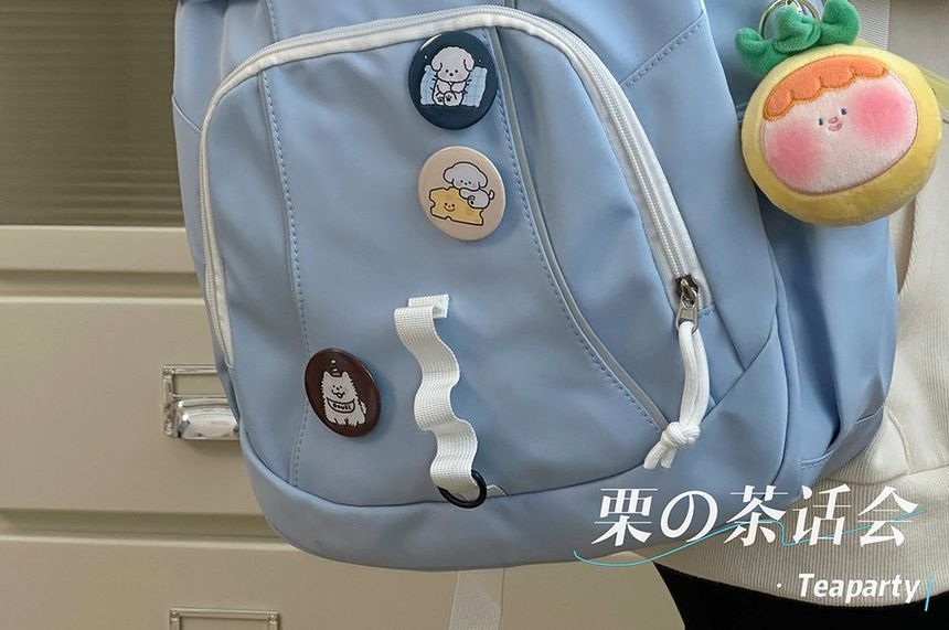 Cat Embroidered Multi-Pocket Backpack / Bag Charm / Set SpreePicky