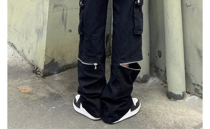 Low Waist Straight-Fit Boot-Cut Cargo Pants SpreePicky