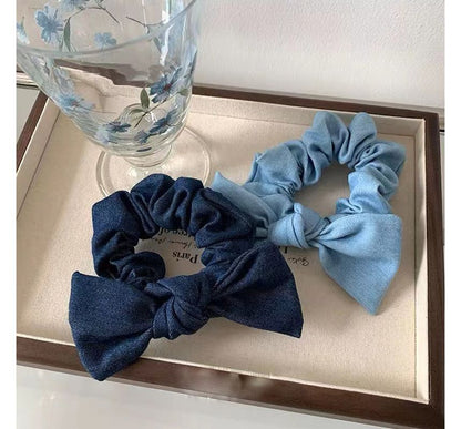 Bow Denim Scrunchie SpreePicky