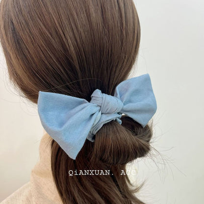 Bow Denim Scrunchie SpreePicky