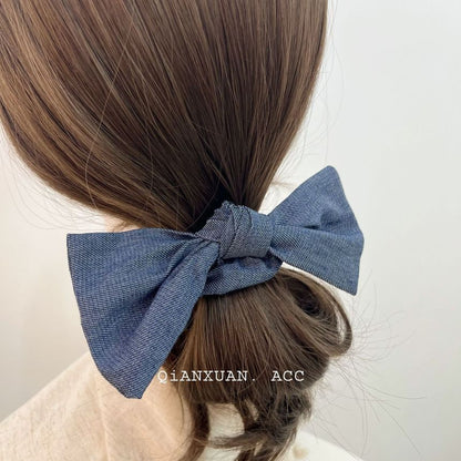 Bow Denim Scrunchie SpreePicky