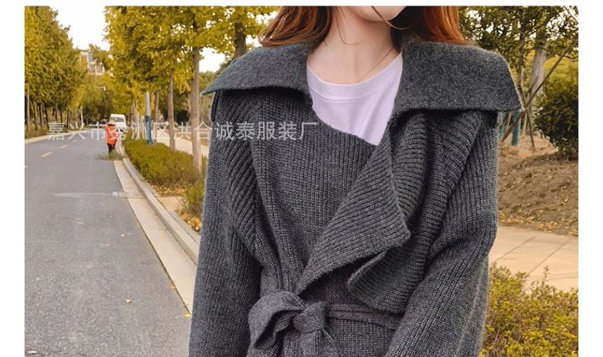 Plain Midi Knit Double-Breasted Trench Coat SpreePicky