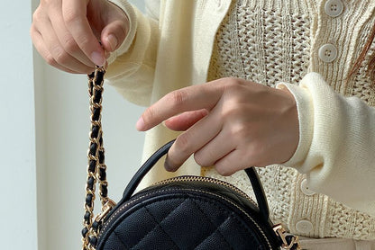 Faux Leather Quilted Round Crossbody Bag SpreePicky