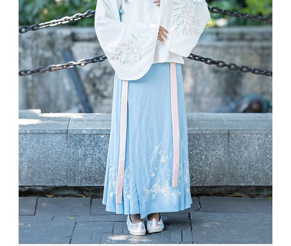 Flower Embroidered Hanfu Blouse / High Waist Maxi A SpreePicky