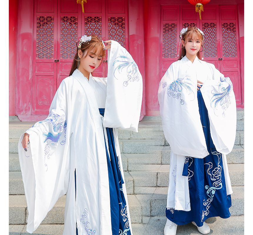 Embroidered Hanfu Blouse / Light Jacket / High Waist Maxi A SpreePicky