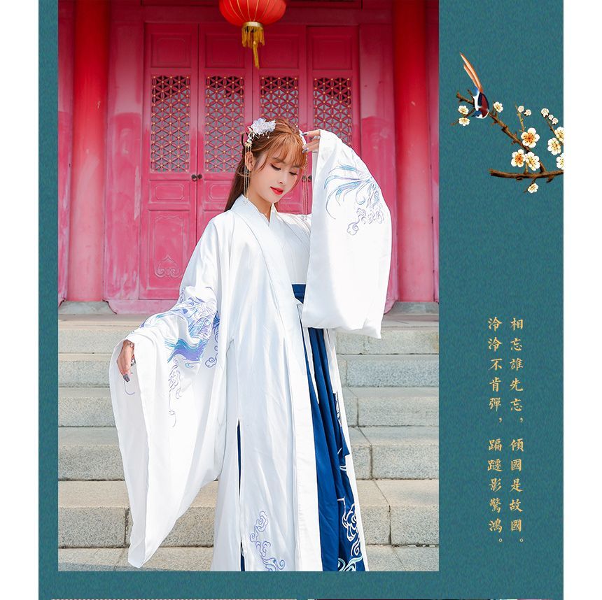 Embroidered Hanfu Blouse / Light Jacket / High Waist Maxi A SpreePicky