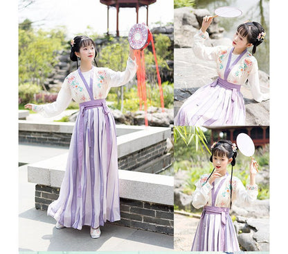 Flower embroidered Hanfu Vest / Blouse / High Waist Floral Maxi A SpreePicky