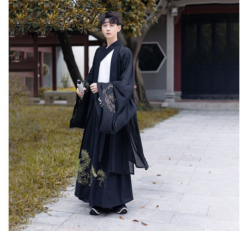 Couple Matching Embroidered Hanfu Jacket / Blouse / High Waist Maxi A SpreePicky