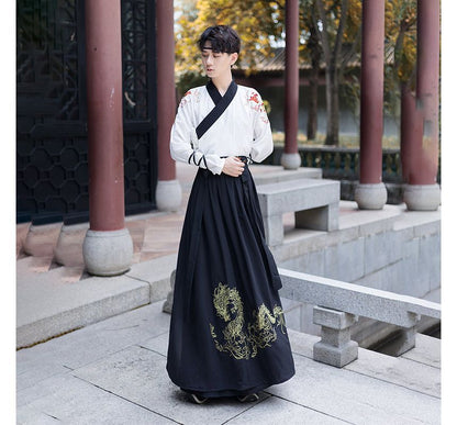 Couple Matching Embroidered Hanfu Jacket / Blouse / High Waist Maxi A SpreePicky