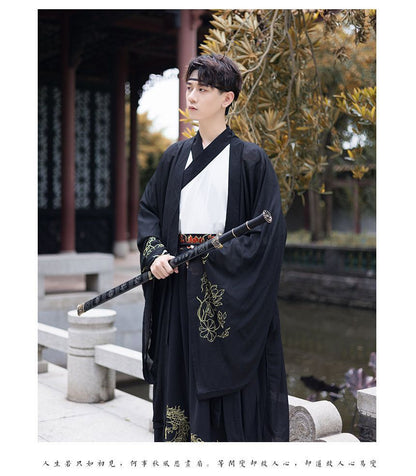 Couple Matching Embroidered Hanfu Jacket / Blouse / High Waist Maxi A SpreePicky