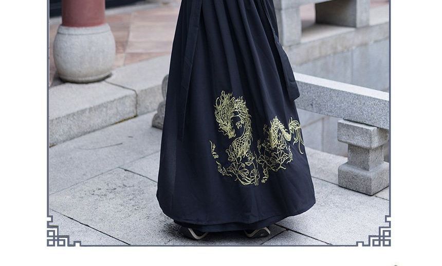 Couple Matching Embroidered Hanfu Jacket / Blouse / High Waist Maxi A SpreePicky