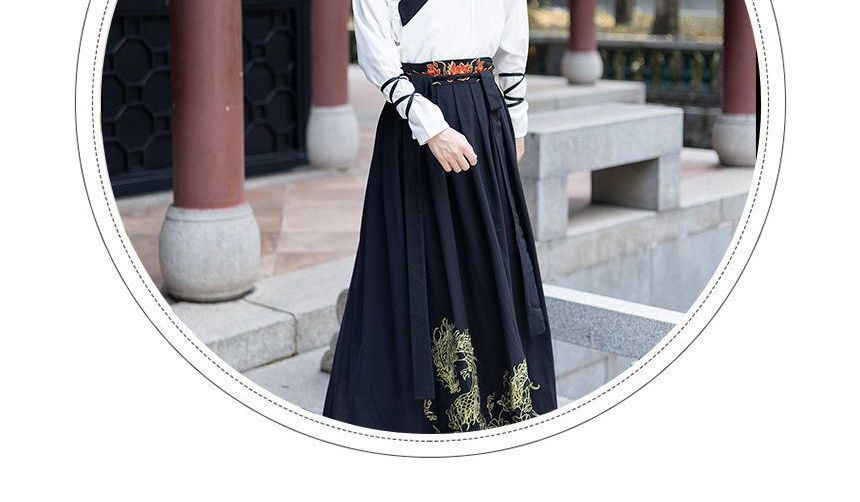 Couple Matching Embroidered Hanfu Jacket / Blouse / High Waist Maxi A SpreePicky