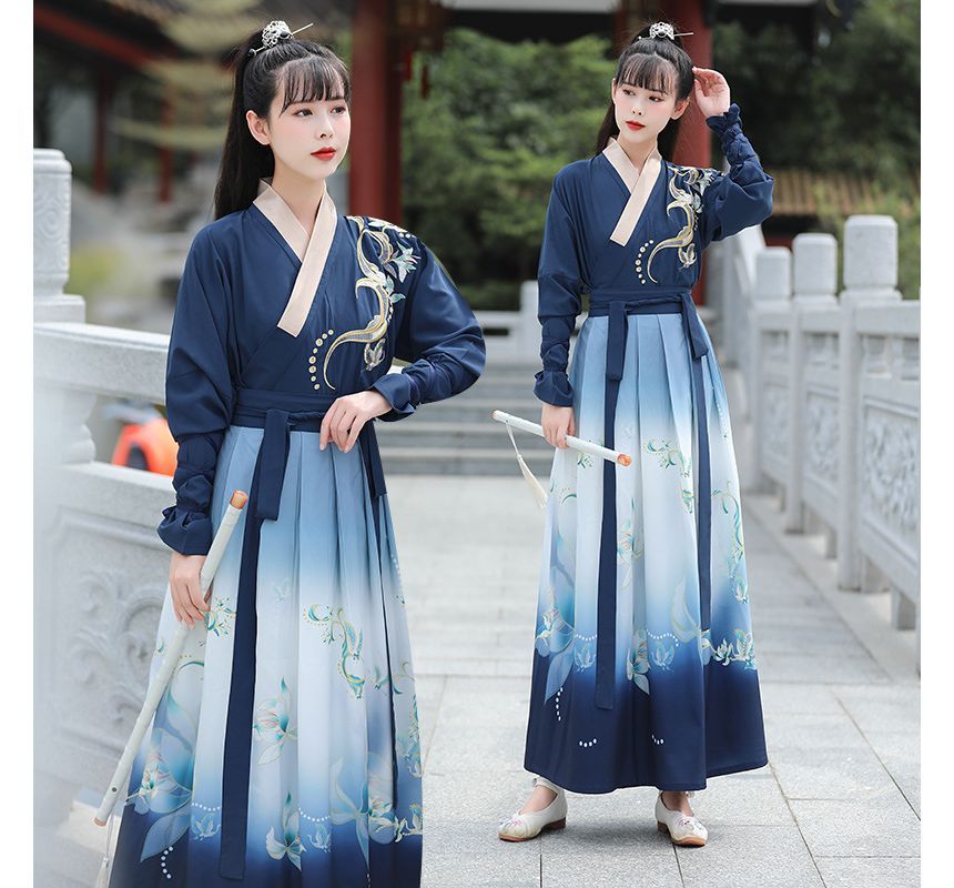 Couple Matching Flower Embroidered Hanfu Costume Set SpreePicky