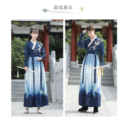 Couple Matching Flower Embroidered Hanfu Costume Set SpreePicky