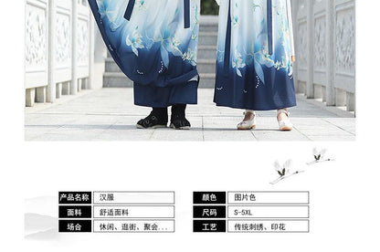 Couple Matching Flower Embroidered Hanfu Costume Set SpreePicky