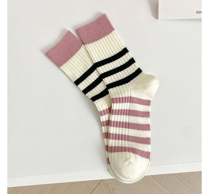 Set of 2 Pairs: Printed Ribbed Socks SpreePicky