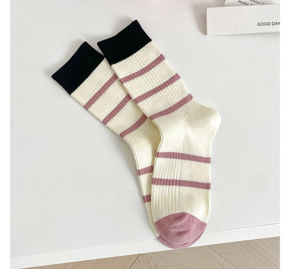 Set of 2 Pairs: Printed Ribbed Socks SpreePicky