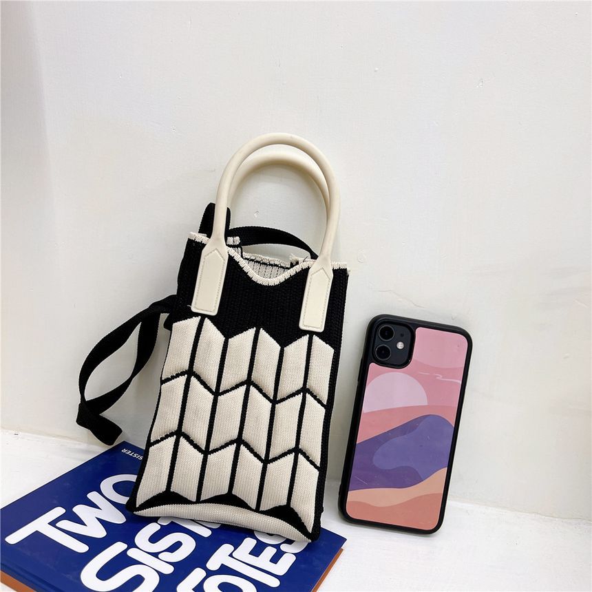 Patterned Knit Mobile Phone Crossbody Bag SpreePicky