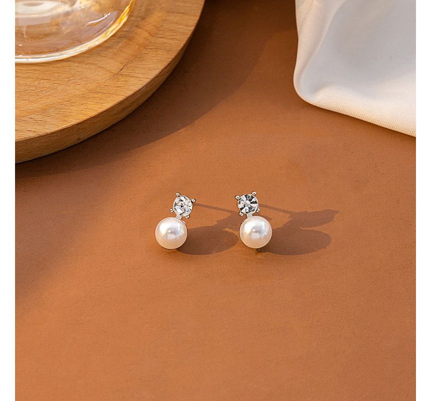 Rhinestone Faux Pearl Alloy Earring SpreePicky