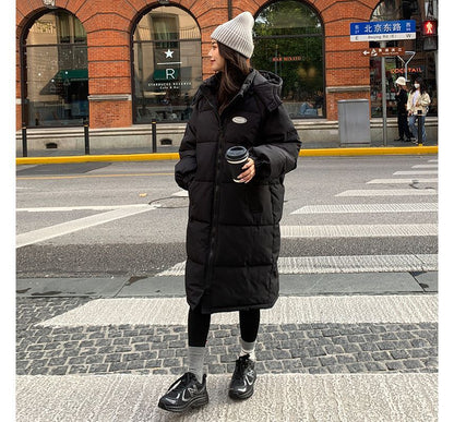 Hooded Plain Puffer Coat SpreePicky