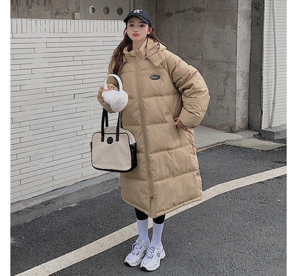 Hooded Plain Puffer Coat SpreePicky